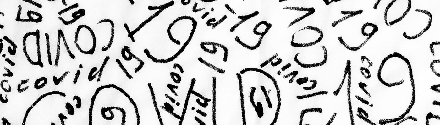 COVID19 written in black ink on a white background